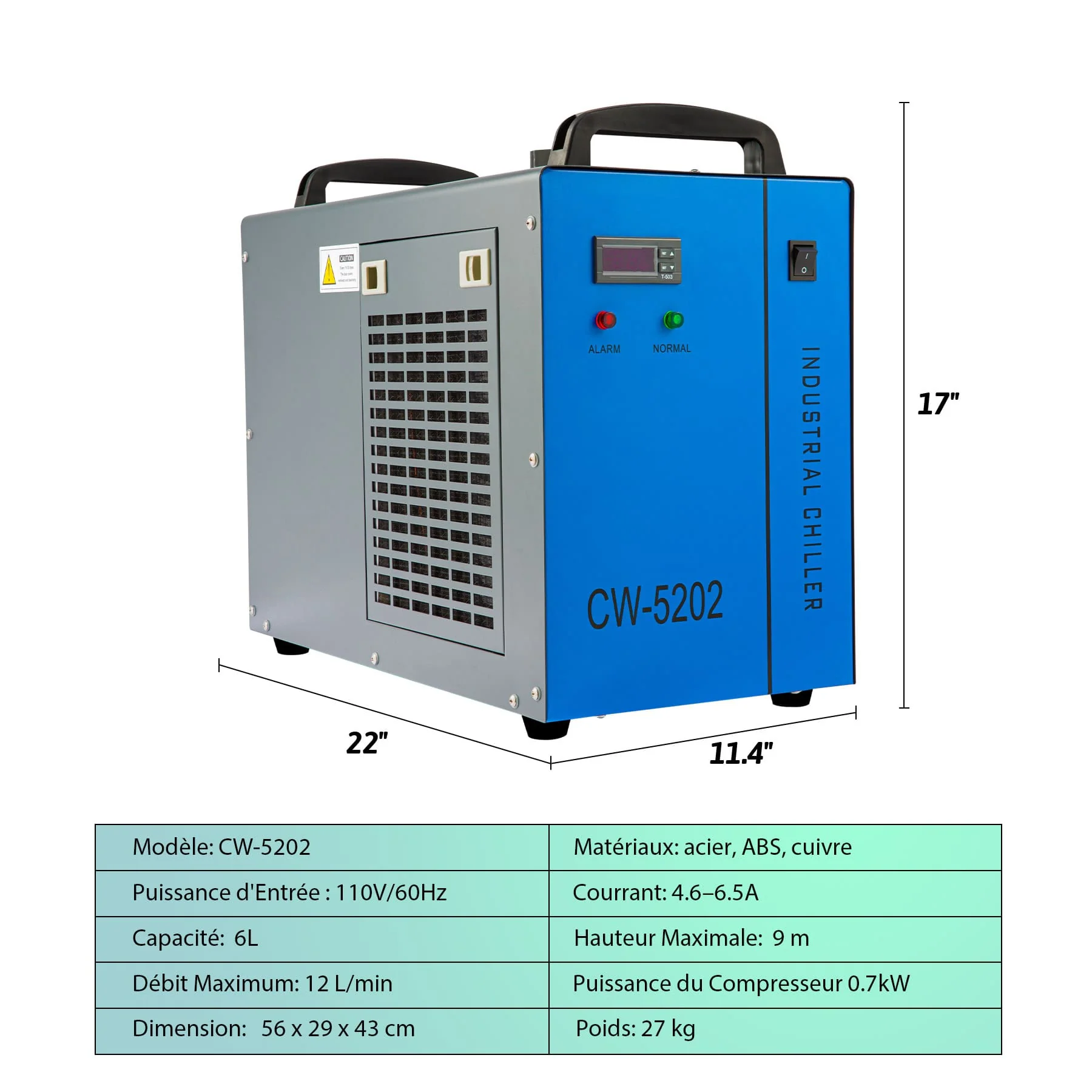 6L Refroidisseur d'Eau Industriel Double pour Graveurs Laser CO2 50W-150W | CW-5202 - Image 7