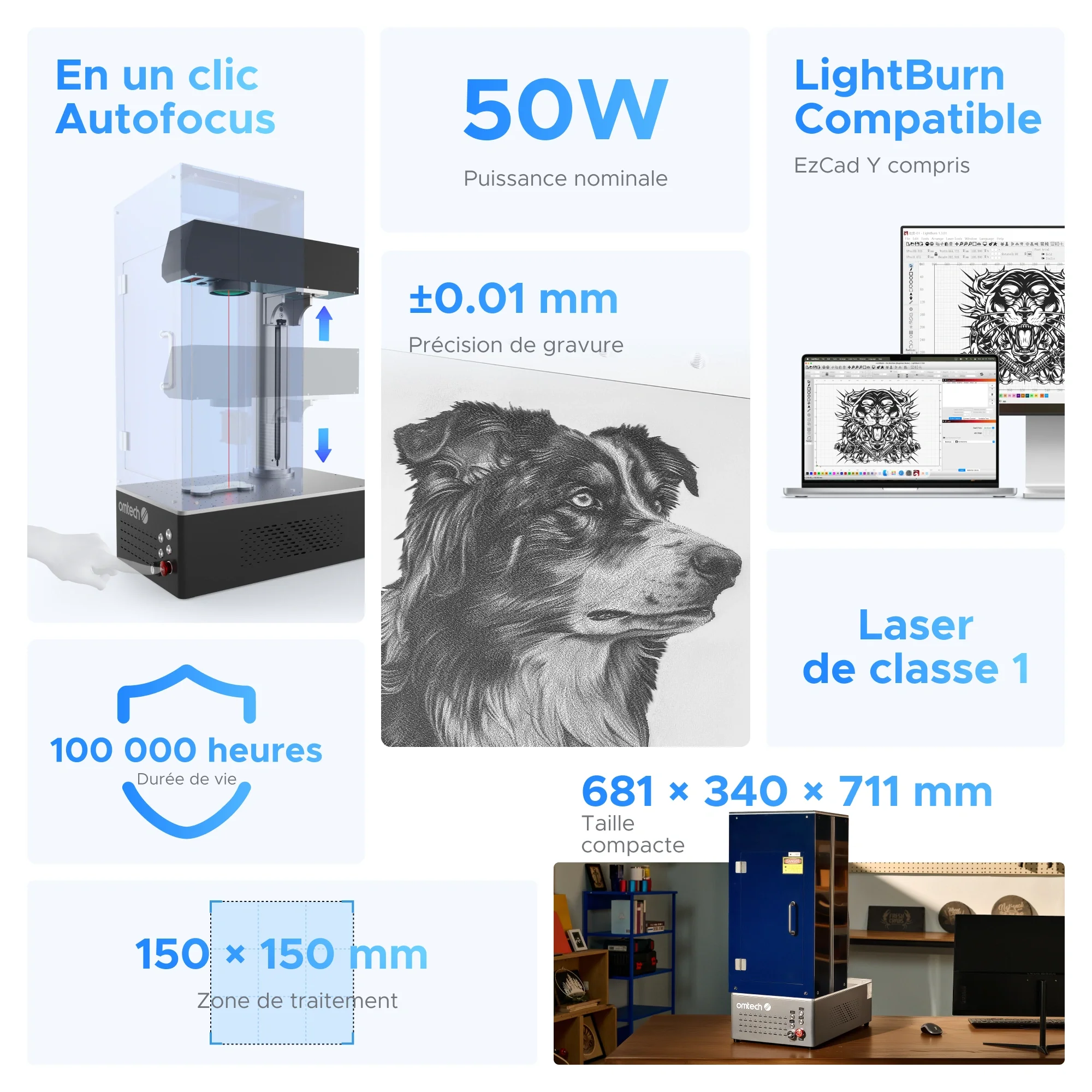 Machine de marquage laser à fibre optique 50W avec autofocus | F50C - Image 4